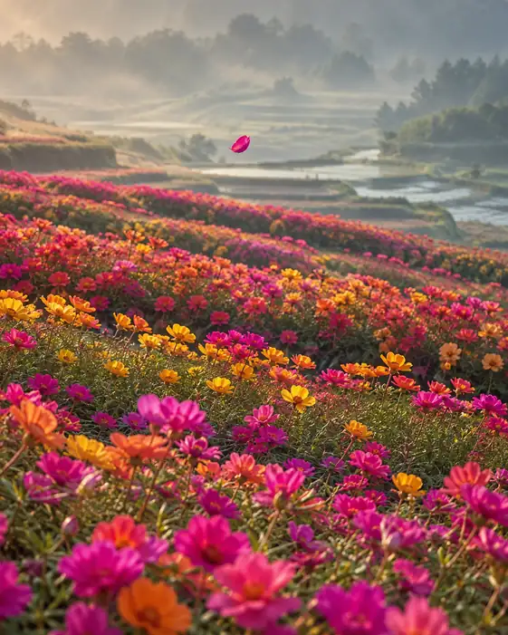 Floating Petal above the Terraced Garden