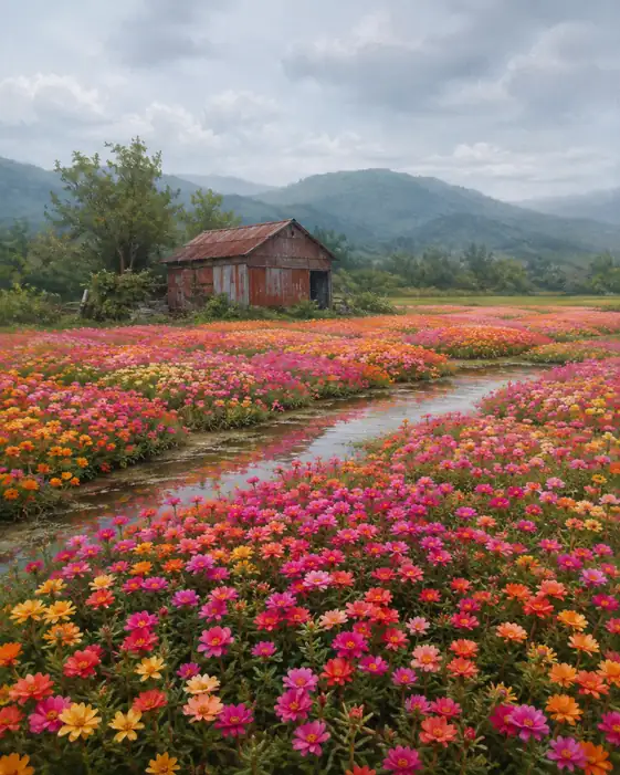 Stream through the Portulaca Meadow