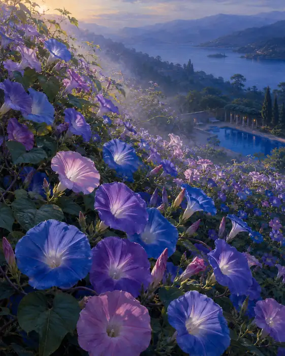 Morning Glories above the Sunlit Coast