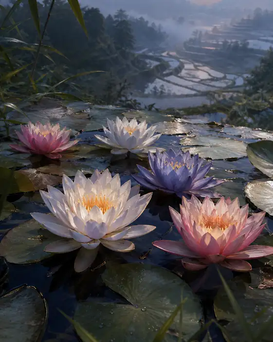 Water Lilies overlooking the Terraced Valley
