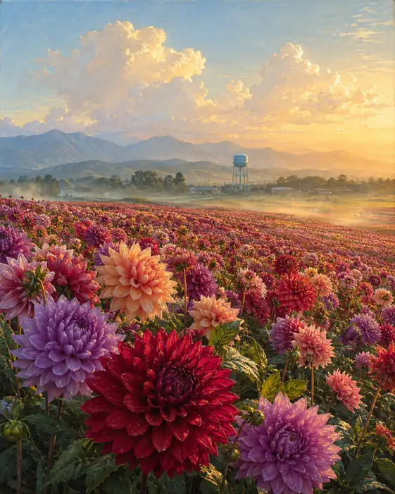 Dahlia Slopes beneath the Morning Clouds