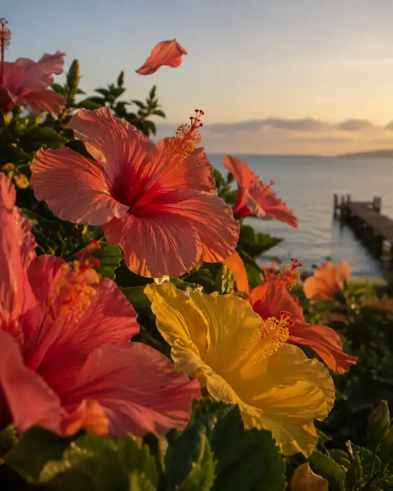Sunset Breeze and Coastal Hibiscus
