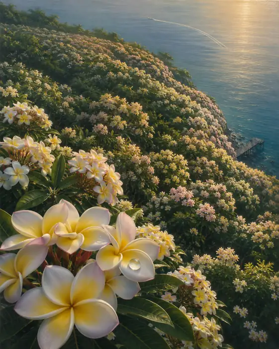 Plumeria Cliffs overlooking the Sunlit Sea