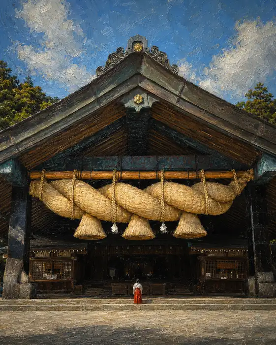 Maiden before the Sacred Shimenawa
