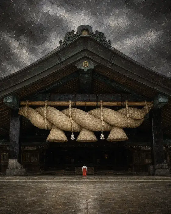 Shrine Maiden under the Storm-Laden Sky