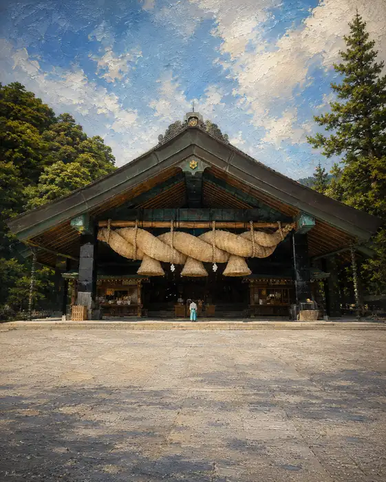 Open Courtyard before the Sacred Shimenawa