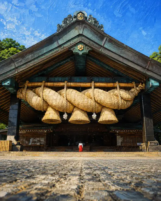 Low Angle View of the Great Shimenawa Sanctuary