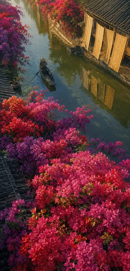 Gondola through the Bougainvillea Canal