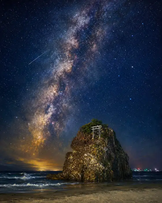 Shooting Star over the Sacred Coastal Torii