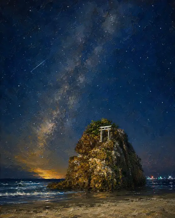 Impasto Nocturne of Benten-jima and the Milky Way