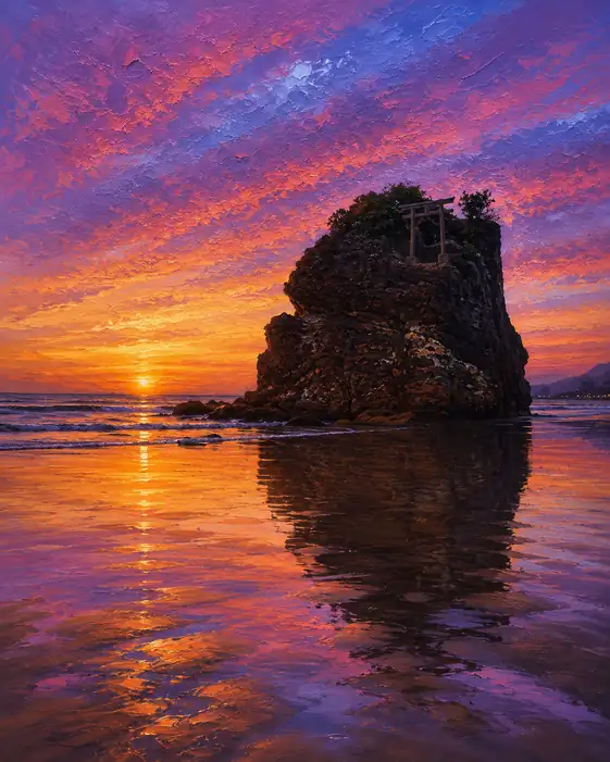 Sunset Glow and the Silhouette of Benten-jima