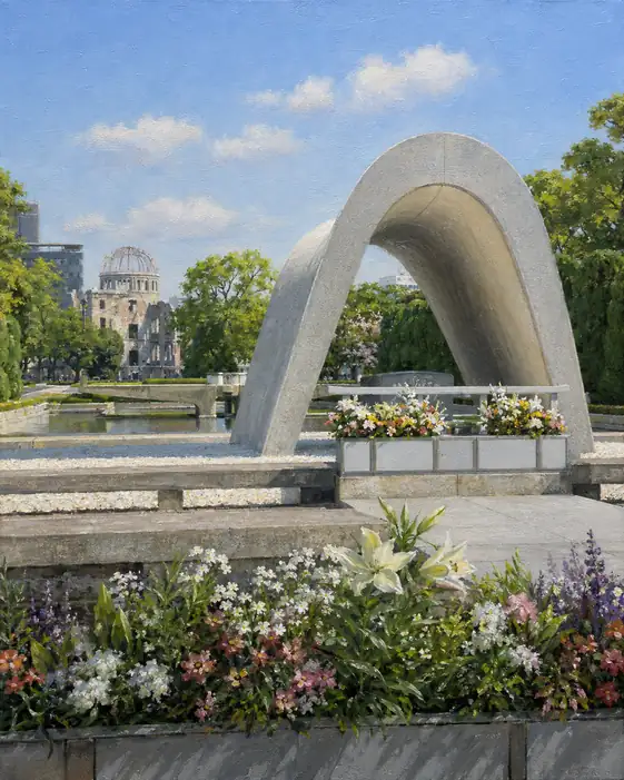 Flowers of Peace before the Memorial Cenotaph