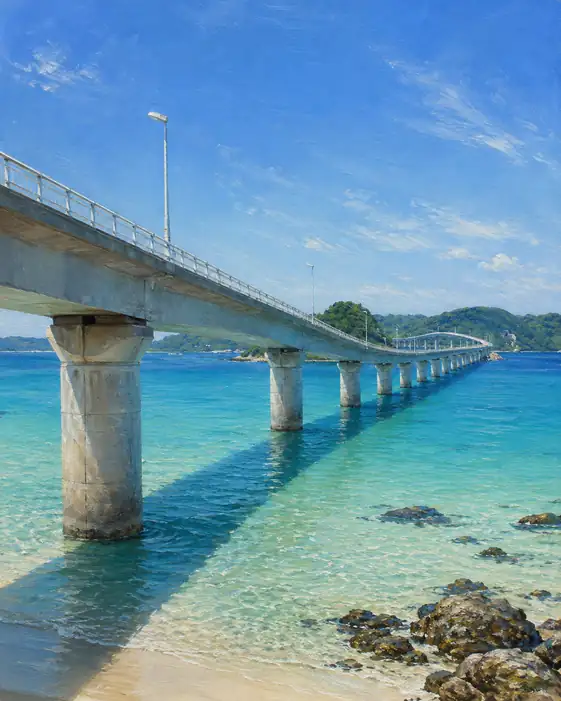 Tsunoshima Bridge over the Azure Waters of Yamaguchi