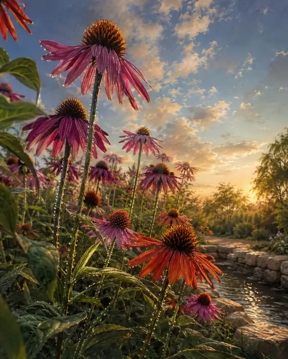 Ascending Blossoms Beneath Morning Clouds