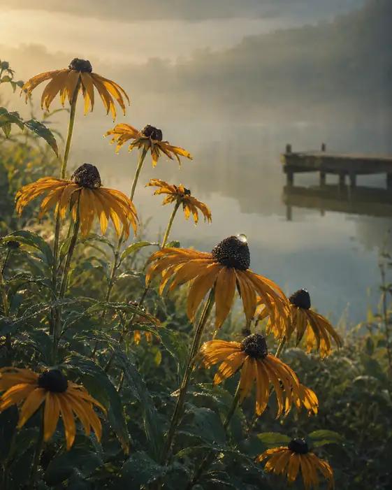 Morning Dew and the Misty Pier