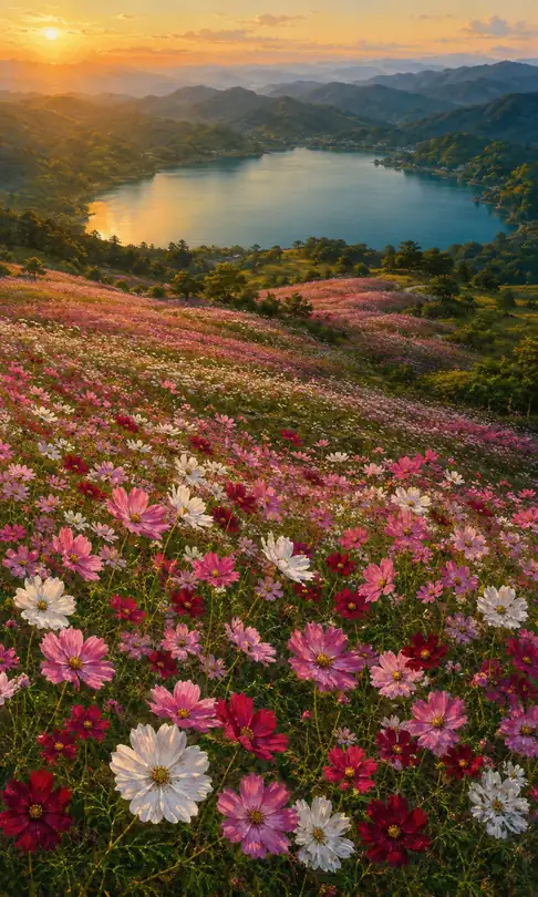 Sea of Cosmos Above the Sunset Lake