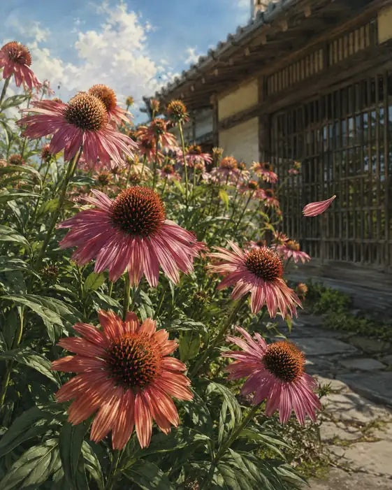 Fluttering Petal by the Latticed Wall