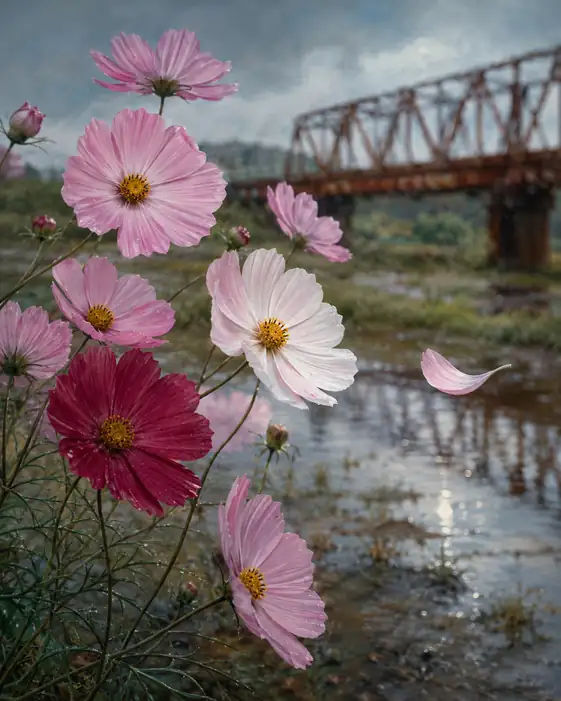 Whisper of a Floating Petal by the Trestle