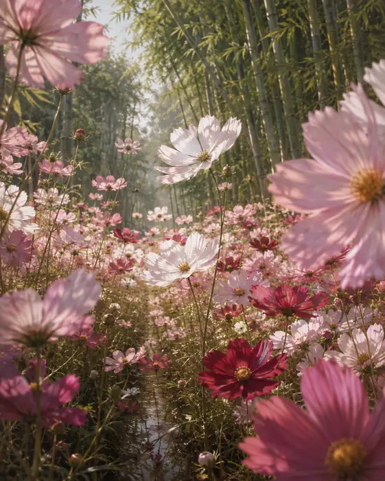 Cosmos Shimmer in the Bamboo Grove