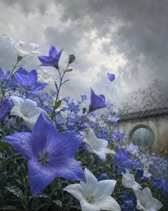 Fluttering Petal by the Moon Gate