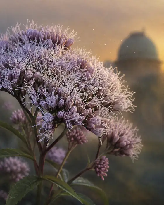 Dome Waiting for Stars and Thoroughwort Translucent in Twilight