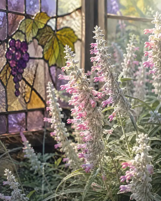 Grape Stained Glass and Sage Translucent in Sunlight