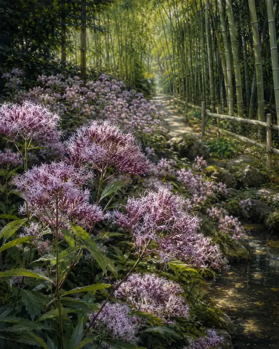 Murmur in Bamboo Grove and Thoroughwort in Komorebi