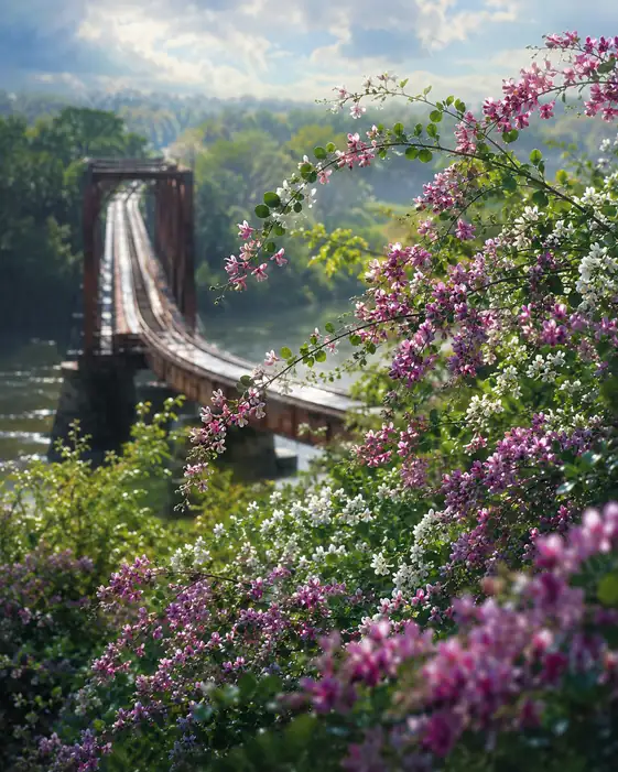 Bush Clover Overlooking the River Trestle