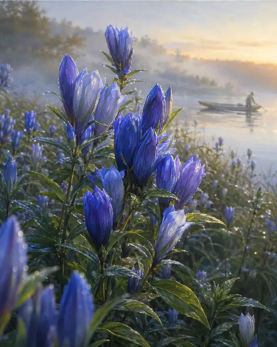 Azure Awakening by the Misty Lake
