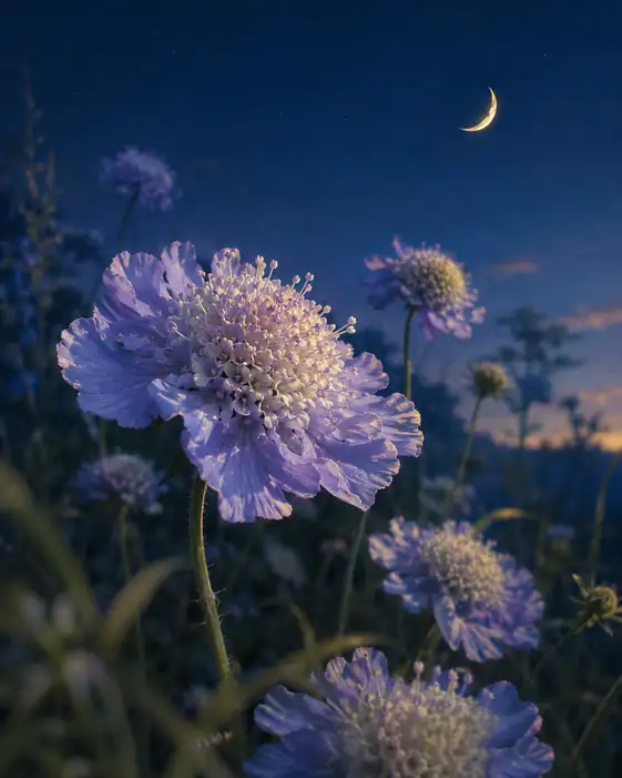 The Crescent Moon's Dream Blossoms