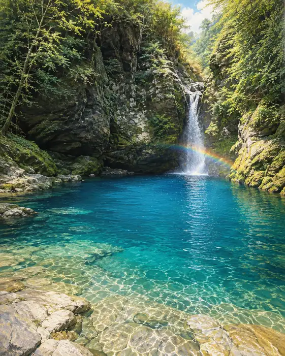 Seven-Hued Rainbow Resting on Turquoise Waters