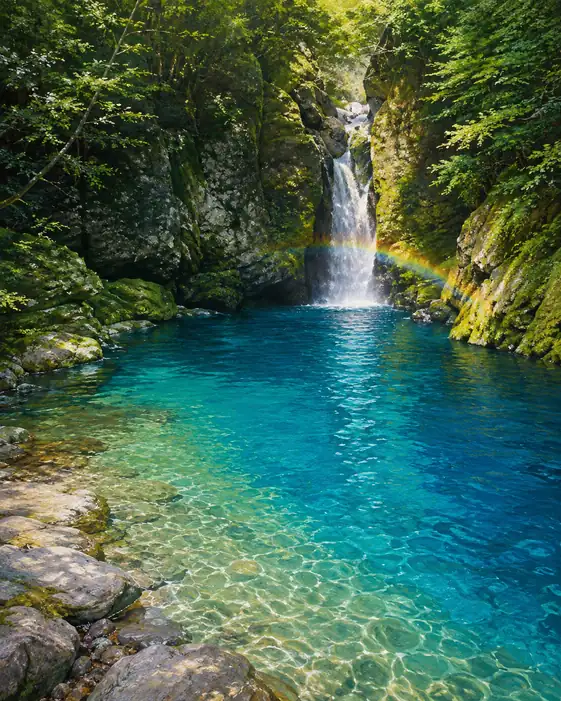 Melody of Rainbows Resonating over Azure Depths