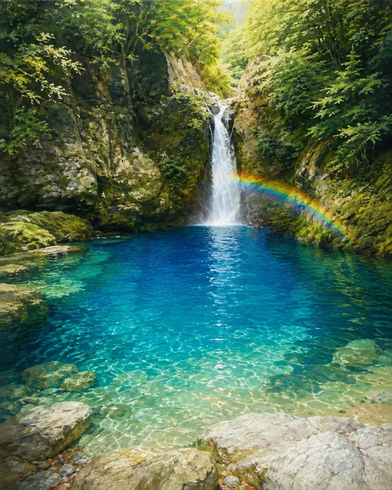 Celebration of Seven Hues Woven from Waterfall Mist