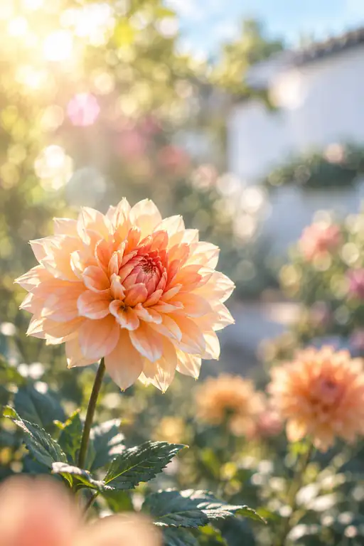 Solar Flare and the Apricot Dahlia