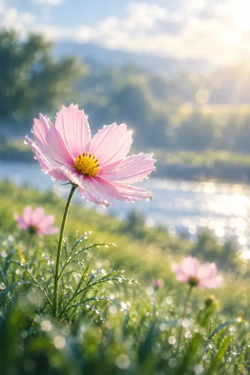 Dewdrop Crown and Riverbank Cosmos