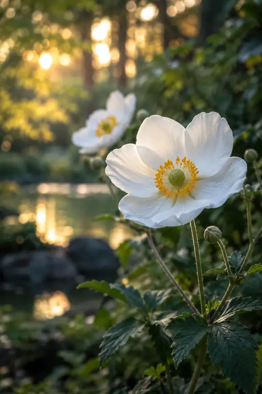 Twilight Reflection and Japanese Anemone