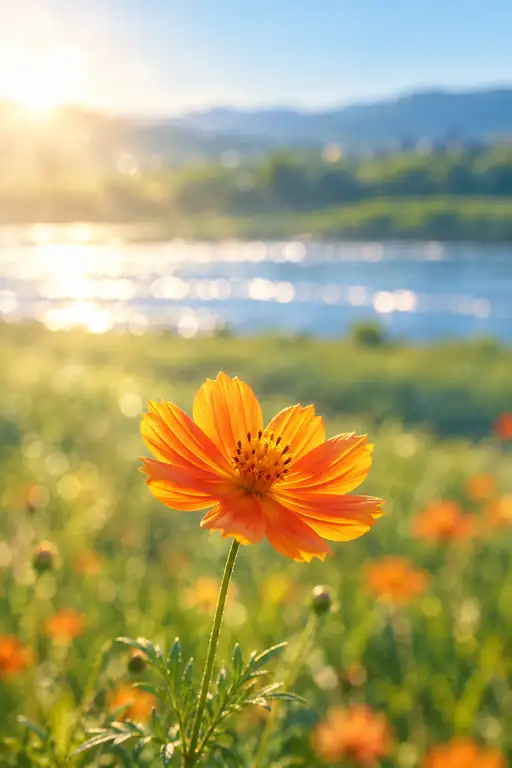 Translucent Amber Cosmos by the River