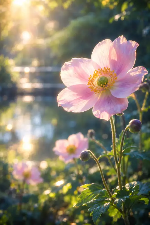 Golden Rays over the Lakeside Anemone