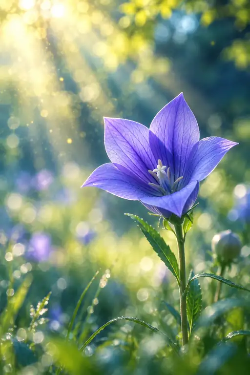 草原の光芒、凛と咲く紫桔梗