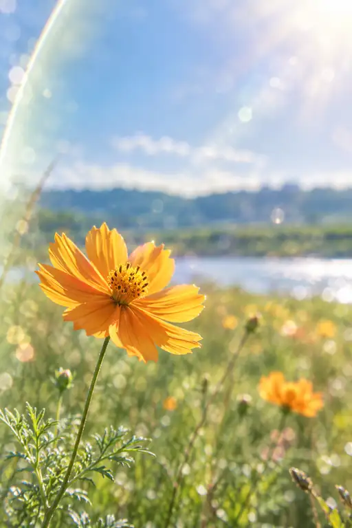 Rainbow Flare and the Sun-crowned Yellow Cosmos