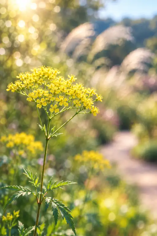 Golden Sunlight on the Patrinia by the Rustic Way