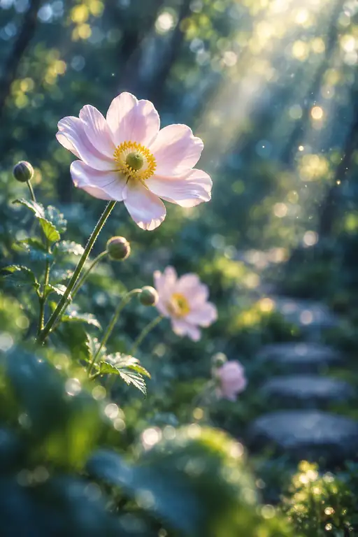 秋明菊に降りそそぐ朝の光