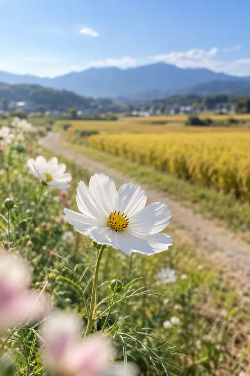 豊穣の風に揺れる白秋桜