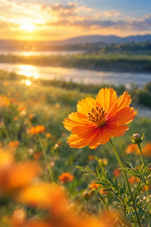 Sunset Radiance by the Riverbank