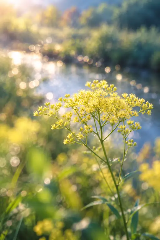 Golden Radiance by the River Current