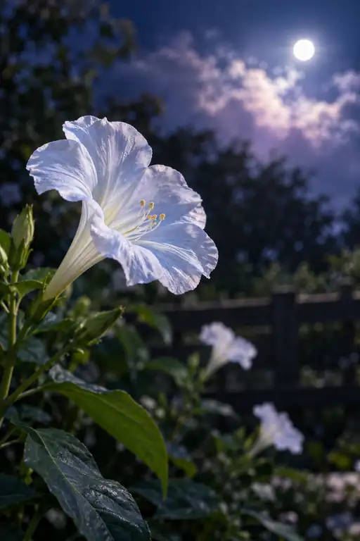 White Bloom beneath the Autumn Moon
