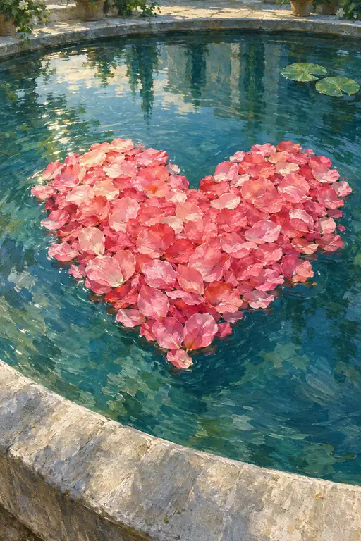 Floating Heart of Rose Petals