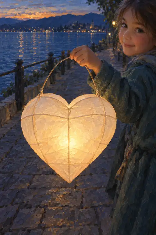 Lantern of Love by the Evening Lake