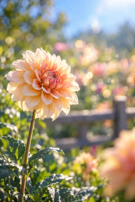 Peach Radiance by the Garden Fence