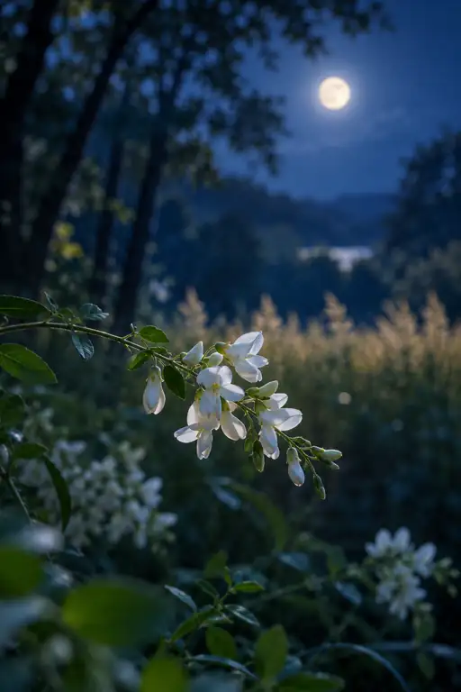 皓月の夜気に揺れる白萩